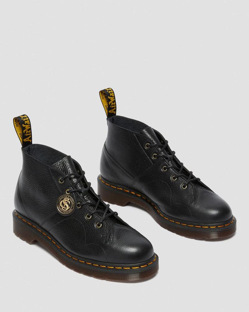 Black Men's Dr Martens Church Buckingham Leather Monkey Boots | CA 547SGL